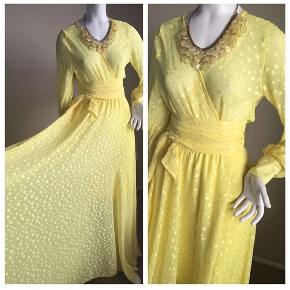 Yellow flowy chiffon like Maxi dress
